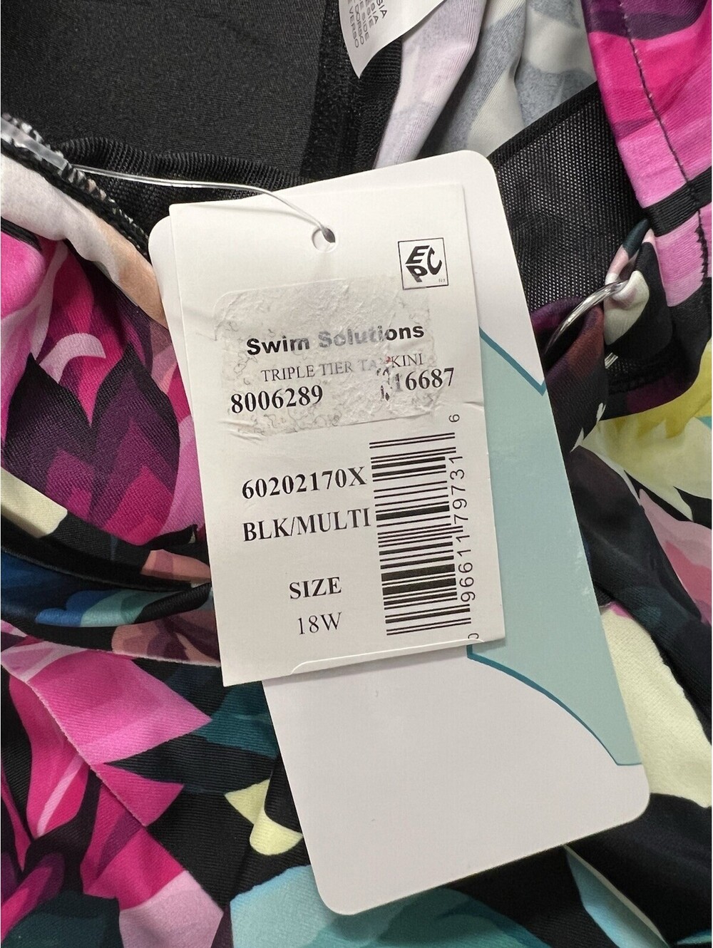 Swim Solutions Plus Size Floral-Print Tiered Tankini Top, 18W - Picture 2 of 2